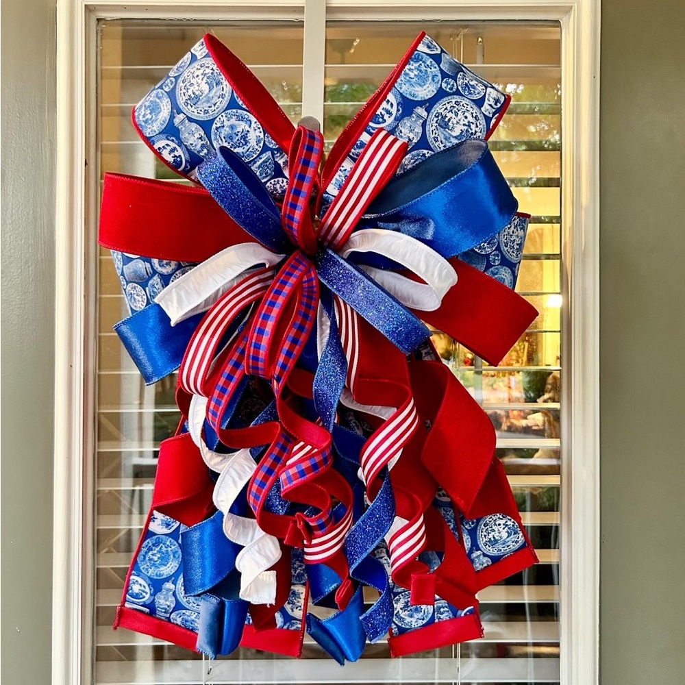 Festive Red, White and Blue Patriotic Bow
